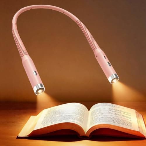 LED Neck Reading Light, 3-Color & 3-Brightness Adjustable Bendable Neck Light, USB Rechargeable Book Light for Reading in Bed, Knitting, Crochet, Camping, Working, Book Lovers Gifts (Pink) - Image 1