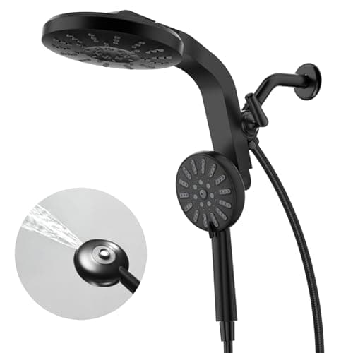 INAVAMZ High Pressure Rain Shower Head with Handheld Combo, Magnetic Dual Shower Head, 8 Spray Handheld and Rainfall Showerhead, Adjustable Angle, Detachable Hand Held with Power Jet Black - Image 1
