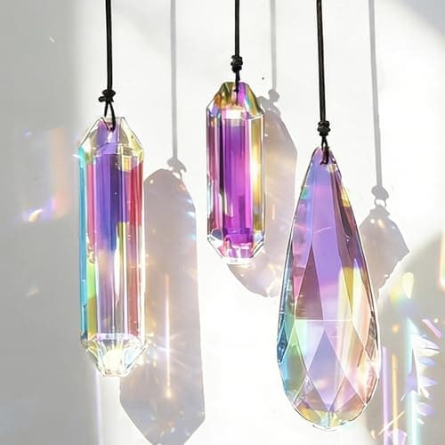3Pcs Crystal Suncatchers for Window Hanging,Sun Catcher Crystals with Glass Prism, Rainbow Maker for Indoor Outdoor Windows, Room, Garden Fantasy Aesthetic Home Decor (ABColor 3Pcs) - Image 1