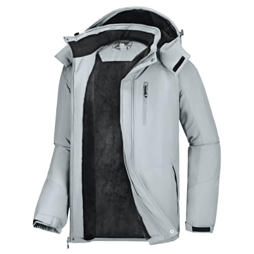CAMELSPORTS Mens Winter Jacket Waterproof Warm Snow Ski Jackets Faux Fur Fleece Rain Coats with Removable Hood - Image 1