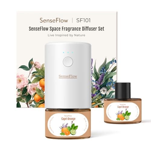 Senseflow Plug-in Air Freshener for Home, Waterless Essential Oil Diffuser for Bedroom and Bathroom, Non-Toxic Formula for Pets and Nursery, 120 Days Runtime, Refillable Capri Orange(Warm Amber) - Image 1