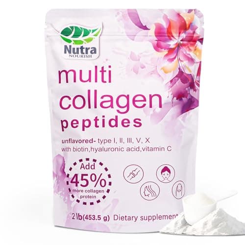 NutraNourish Multi Collagen Peptides Powder, 2LB | (Type I, II, III, V, X) with HyaluronicAcid, Biotin & Vitamin C,Supports Hair, Skin & Joint Health,Unflavored - Image 1