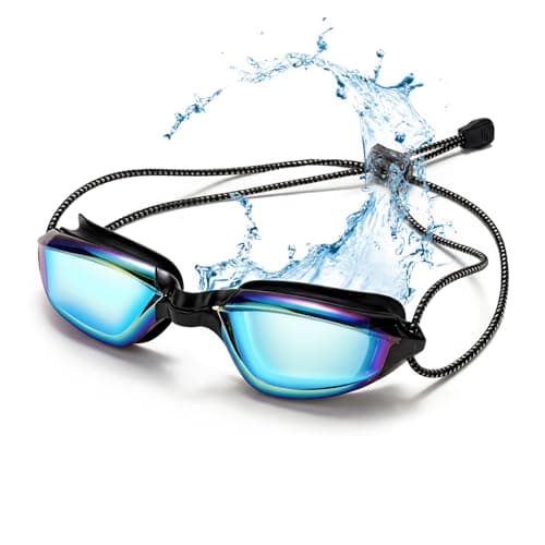 Aegend Swimming Goggles with Adjustable Bungee Strap - No Leak Anti-Fog Swim Goggles for Adults Men Women, Comfort Fit Mirrored/Clear Lens for Laps & Open Water - Image 1