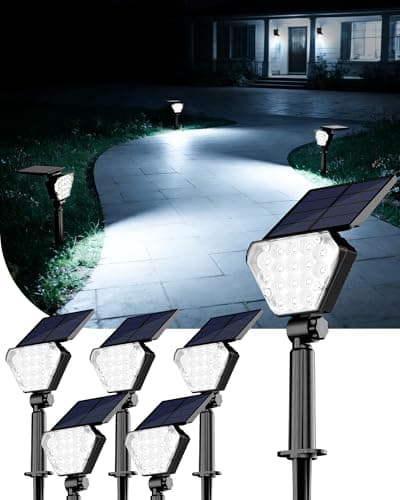 T-SUN Solar Lights Outdoor Waterproof IP65, 6 Pack LED Solar Spot Lights Color Changing IP65 Waterproof Smart Auto On/Off for Outside Landscape Garden Yard Lawn Pathway Patio Driveway - Image 1