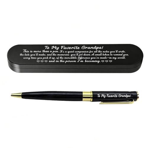 ABNTY Fathers Day Grandpa Gifts from Grandkids, Sentimental Birthday Christmas Gift, Custom Engraved Ballpoint Pen with Metal Case, Grandpa Keepsake Gift