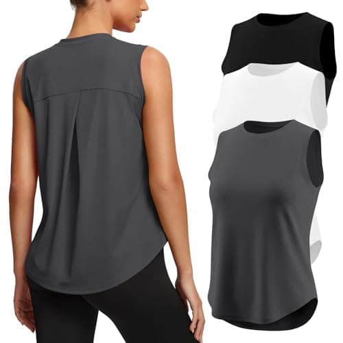 Missclub 3 Pack Women's Workout Tank Tops Loose Fit Sleeveless Gym Top Lightweight Exercise Running Athletic Yoga Tanks - Image 1