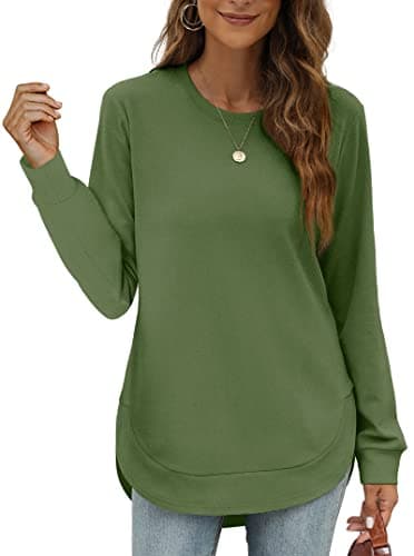 Long Sleeve Shirts For Women Loose Fit Long Sleeve Christmas Shirts Green XL - Image 1