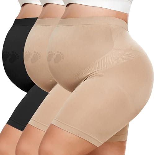 Y25D Maternity Shapewear for Under Dresses,Over Belly Pregnancy Underwear Mid-Thigh High Waist Shorts Panties for Baby Shower - Image 1