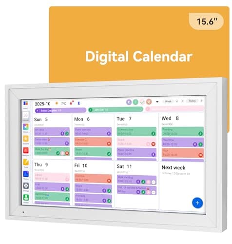 Yofidra 15.6" Digital Calendar, Smart Electronic Calendar with Chore Photo Meal Reward To-do Chart, Wall & Desk Planner for Family Schedule, Wifi Interactive Touchscreen Display with Stand, White, 64GB - Image 1
