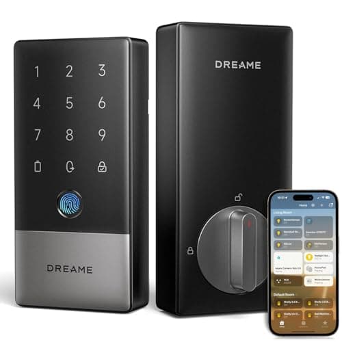 DREAME Wi-Fi Smart Door Lock for Front Door A10, Matter Over Thread, Works with Apple Home, Alexa, Google, AI Fingerprint Keyless Deadbolt Set, Geofencing Auto Unlock, BHMA Grade 2, IP65 Waterproof - Image 1
