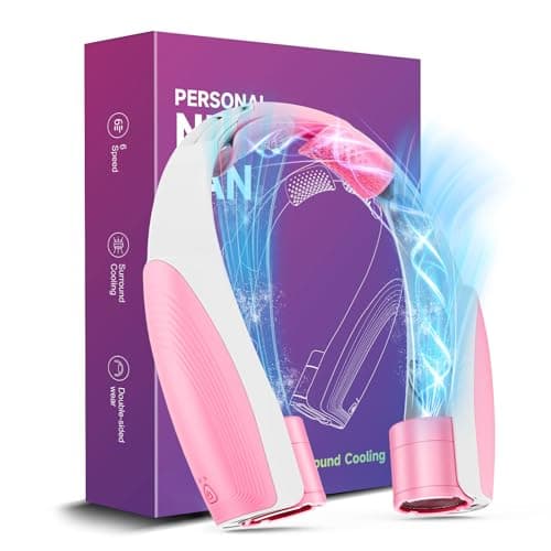 Slientspin AI Portable Neck Fan with 6 Powerful Speeds, 8000mAh Battery Operated USB-C Rechargeable Fan, Hands-Free 360° Cooling Personal Fan Neck for Women Mother Office Concerts Travel Beach(Pink) - Image 1