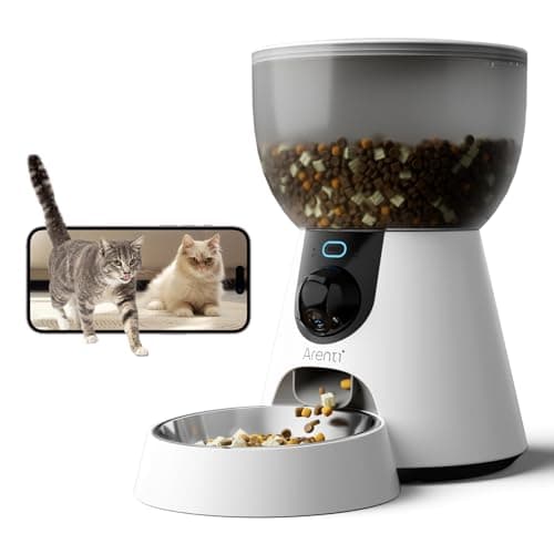 ARENTI Automatic Cat Feeder with Camera, 4L Auto Cat Food Dispenser for Cats, Smart WiFi Pet Feeder with App, 2K HD Two-Way Audio Meal Call, Dual Power, Color Night Vision, 2.4GHz/5GHz & Bluetooth - Image 1