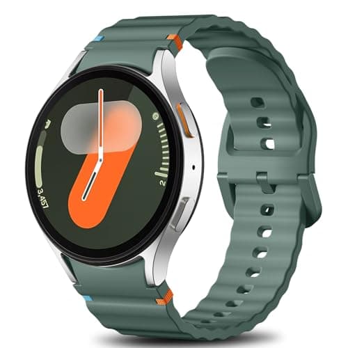 Ynitec Sport Bands Compatible with Samsung Galaxy Watch 7 6 5 4 Band 40mm 44mm Women Men - No Gap Soft Silicone Strap for Smart Watch S 7 6 5 4 FE, 20mm Wristbands for GalaxyWatch, Pine - Image 1