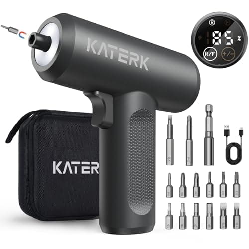 Electric Screwdriver Set - 4V Cordless Screwdriver Rechargeable 2500mAh - 5 Torque Settings Power Screwdriver 250RPM 5N·m Max - Tools for Furniture Electrical Repairs - LED, 15 S2 Metal Bit, 1/4" Hex - Image 1