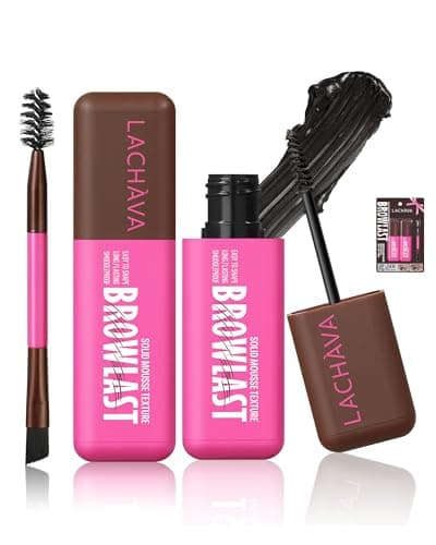 2 Pack Eyebrow Tint and Setting 2 in 1 Fluffy Volumizing Brow Mousse Kit, All Day Hold Brow Dye Gel with Brush For Natural Full-Looking Eyebrow Makeup, Natural Black - Image 1
