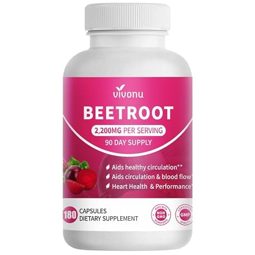 VivoNu Beet Root Gummies 8-in-1 Premium Energy Supplement with CoQ10, Beetroot Extract, Grape Seed Extract, Black Pepper Extract, Vitamins C & B12, L-Arginine & L-Citrulline (180 Capsules) - Image 1