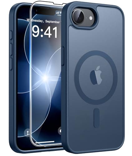 FNTCASE for iPhone 17e Case Blue: Translucent iPhone 16e Cases Compatible with MagSafe, Camera Protection & Tempered Glass Protector, 14FT Military Grade Drop Tested, Matte Skin-Friendly Cover - Image 1
