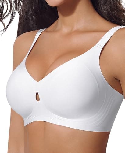 Ganado Wireless Bras for Women Cut Out Seamless Push Up Comfortable Bras No Underwire T Shirt Bra Padded Supportive Bralette (White, 3X-Large) - Image 1