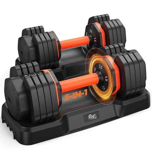 2025 Updated Adjustable Dumbbell Set of 2, 5-IN-1 Weights Dumbbell Set with Storage Box, 25lbs/55lbs Adjustable Weights with Anti-slip Silicone Grip, Weight Set For Home Gym Suit both Men and Women (55LBS Pair(Total 110LBS)) - Image 1