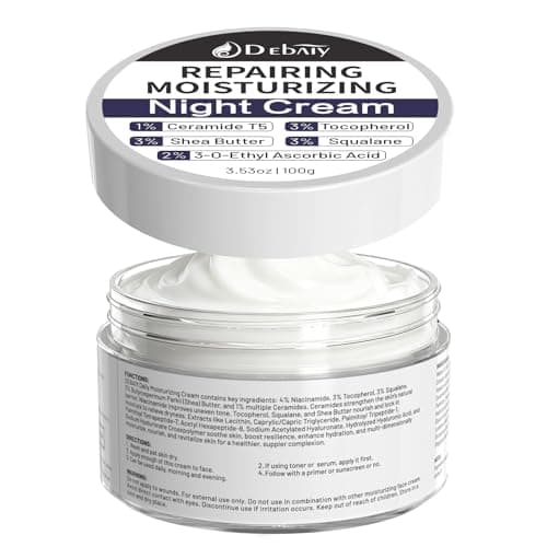DEBAIY Night Cream Moisturizer Face with 3% Tocopherol, 3% Shea Butter, 2% Vitamin C, Boosts Skin Barrier for All Skin Types (3.53oz/100g) - Image 1