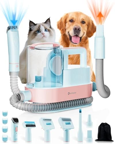 PETGUGU Dog Vacuum for Shedding Grooming,Dog Grooming Vacuum with 7‑in‑1 Clipper, Deshedding Brush,3‑Speed Adjustable & Temp Control Blower,2.5L Dust Cup,Reduces Flying Hair,Easy cleanup - Image 1