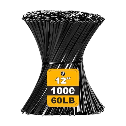 PXSLZZ Zip Ties 12 Inch,1000 Pcs,0.19in Width,60LBS Black Cable Ties - Image 1