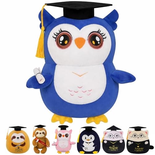 NIUBEHOHO Owl Graduation Plush with Cap - Blue Owl Stuffed Animal with Diploma for Kindergarten Elementary Middle High School College Graduates 2026 Gifts Toy for Girls Boys Student Classmate 10 Inch - Image 1