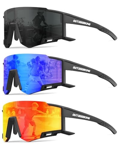 OUTDOORKING 3 PACK Kids Sunglasses for Boys Girls Baseball Sunglasses Youth 4-14, Softball Cycling UV400 Polarized Sports Sunglasses - Image 1