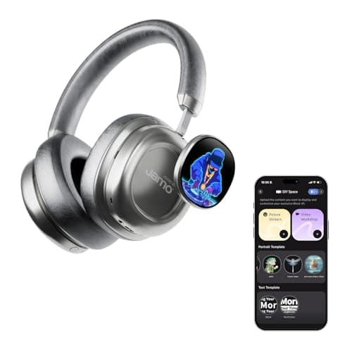 MorningBlues VWS X1 Wireless Over Ear Bluetooth Headphones, Noise Cancelling Headphones with 40mm Jamo Drivers, Dual OLED Touchscreen, APP Control, 60H Playtime, Silver - Image 1