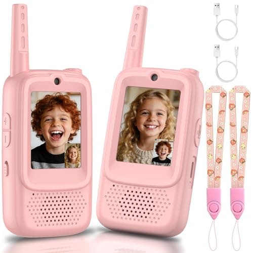 Video Walkie Talkies for Kids, 2 Pack Rechargeable Walkie Talkie with Screen, Long Range 2 Way Radio with 4 Voice Effect, Christmas Birthday Gift for Age 3-12 Boy Girl Indoor/Outdoor - Image 1
