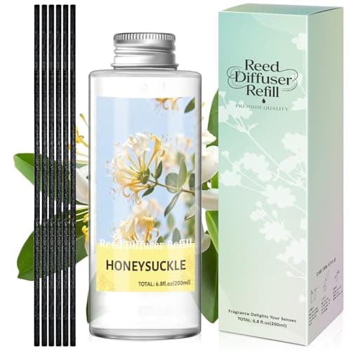 STRN Reed Diffuser Oil Refill, Honeysuckle Scented Diffuser Oil Refills with 6 Reed Sticks 200ML(6.8fl.oz), Room Fresheners for Home, Long-Lasting Summer Fragrance for Living Room, Bedroom, Office - Image 1