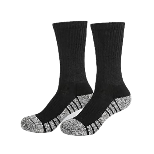 Black Socks for Men, Crew Socks for Men Athletic Feetures Cushioned with Arch Support Cotton Running Hiking Essentials Moisture Wicking,1-Pairs Premium Trial Pack - Image 1