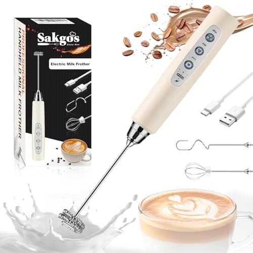 Milk Frother Rechargeable Handheld for Coffee-Drink Mixer 3 Speed Adjustable, Frother Wand with 3 Stainless Whisks, Electric Foam Maker, Electric Whisk for Latte Cappuccino Matcha Egg - Image 1