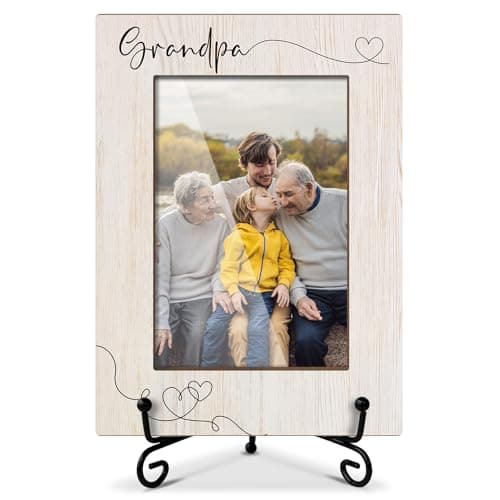 AWDSTN Wooden Photo Frame Father Day Gifts Grandpa Gifts for Grandpa Grandfather, Wooden Photo Frame with Iron Stand for Tabletop or Desktop Display, Home Table Decoration (4x6 Vertical Photo) - 13 - Image 1