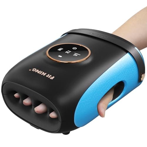 FIT KING Cordless Hand Massager with Compression & Heating, Fingers Wrap Massage for Arthritis Pain and Carpal Tunnel, Suitable for Both Men and Women (Blue)