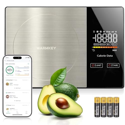 WARMKEY Smart Nutrition Food Scale with App - 1g Precision Digital Kitchen Scale, Tracks Calories & 24 Nutrients, Macros, Fat & Protein for Keto, Fitness & Meal Prep, 11lb/5kg with Tare Function - Image 1