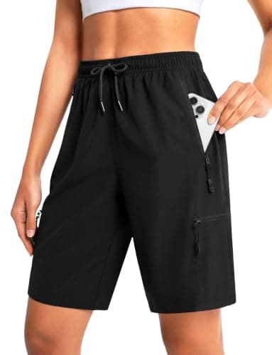 Cyasundent Women's 9" Hiking Cargo Shorts Lightweight Stretch Quick Dry Athletic Golf Summer Bermuda Shorts for Women (Black_XXL) - Image 1