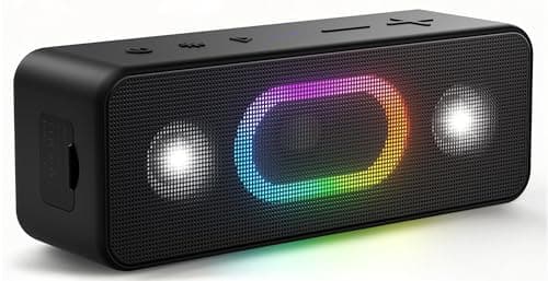 OHAYO Bluetooth Speaker, Wireless Portable Outdoor Speakers, Bold Sound and Ambient Light, IPX6 Waterproof, 24H Playtime, TWS Pairing, Built-in Mic, Home/Travel/Beach Essential, Birthday Gift, Black - Image 1
