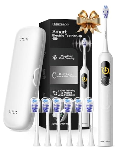 SAKYPRORAL AI Electric Toothbrush w/ 6 Brush Heads, Smart Sonic Toothbrush for Adults Kids Teens, 150-Day Rechargeable Battery, Whitening Real-Time Brushing Map, Travel Case (G5S) - Image 1