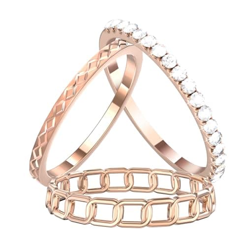 YWXTW 3 Pack 14K Gold-Plated Stacking Rings for Oura Ring Gen 4 /Ultrahuman, Timeless Elegance Non Tarnish Stainless White Zirconia Engagement Oura Stackable Bands Gift for Women Rose Gold 10 - Image 1
