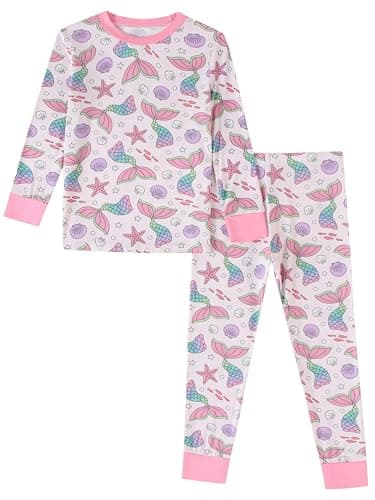 Joonberry Toddler Kids Soft Bamboo Viscose Long Sleeve Top and Pants Clothing Set–2-Piece 2-9Y Boys Girls Outfit(Mermaid, 2-3Y