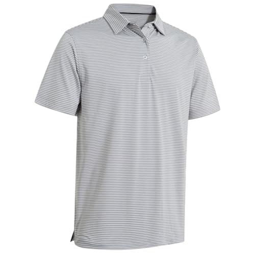Mens Golf Shirts Moisture Wicking Dry Fit Short Sleeve Performance Sport Stripe Golf Polo Shirts for Men - Image 1