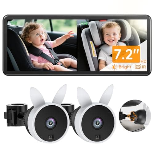Babyvue BV3PRO 7.2" Dual Car Camera Baby Monitor, 1080P HD Split Screen, IR Night Vision, Double Car Camera for 2 Baby, Easy Setup for Carseat, Perfect for Family Travel, Pet Friendly - Image 1