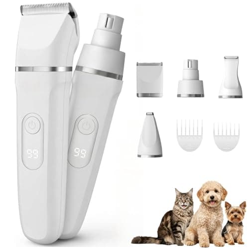 Dog Grooming Clippers Kits, IPX7 Waterproof Low Noise Pet Clipper for Dogs & Cats, Cordless USB Rechargeable Pet Hair Clipper, Paw Trimmer & Nail Grinder, Professional Grooming Set for Home Use - Image 1