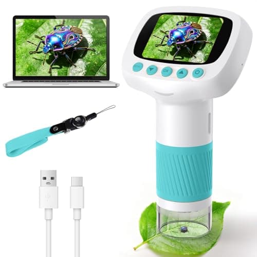 Pocket Kids Microscope for Over 3 Years Old, 1000X Handheld Microscope for Kids w/2''IPS Digital, Photo Video Mini Portable Microscopes, Science Edu Digiscope,Christmas Birthday Gifts for Kids - Image 1
