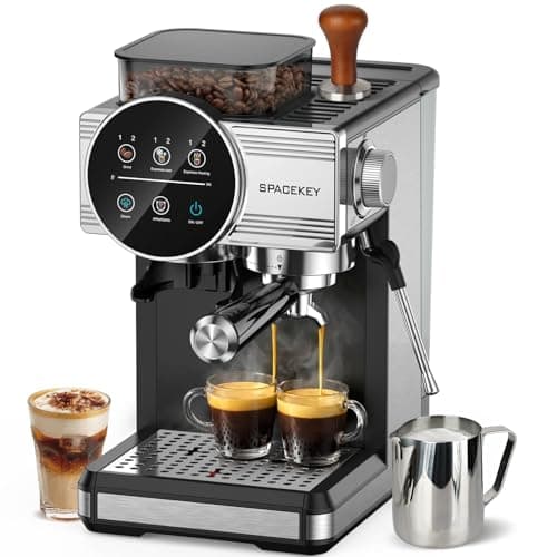 Spacekey Espresso Machine with Grinder - 20 Bar All-in-One Coffee Maker with Milk Steam Wand/Frother, Cold Brew, 30 Grind Settings, 60oz Removable Tank - Home Barista Kit for Lattes, Cappuccinos - Image 1