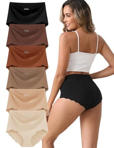 MCOWOD Womens Underwear, Seamless Underwear for Women, No Show Briefs Panties, Scalloped Edge, Size S, Multicolor, 6-Pack - Image 1