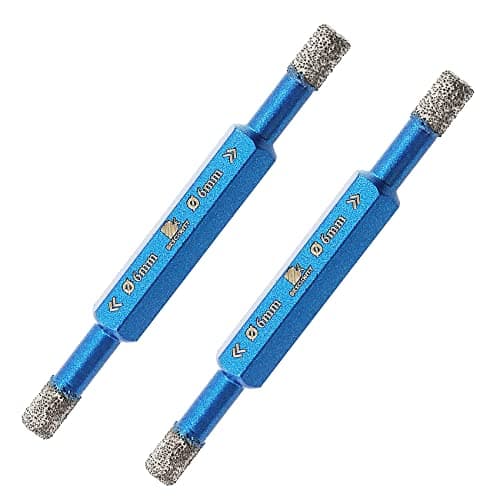 Dry Diamond Tile Drill Bit - BRSCHNITT 2pcs 6/6mm 1/4 inch Double-Ended Diamond Hole Saw for Porcelain Tile Ceramic Stone Granite Marble,Hex Shank Drilling - Image 1