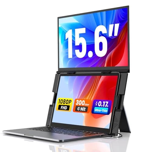 SMISEACOW Laptop Screen Extender 15.6'' for 13-17.3'' Laptops, Portable Dual Monitor for Laptop, Ultra-Slim Clamp-On Vertical Dual IPS 1080P Screen Monitor Extender, USB-C HDMI for Office Travel