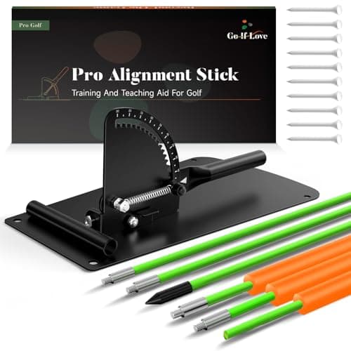 Golf Alignment Sticks Holder, Golf Training Aid with Alignment Sticks & Protective Padding, Swing Trainer Practice Teaching Aid Driving Range for Aiming, Putting, Swing, Golf Gifts for Men Women - Image 1